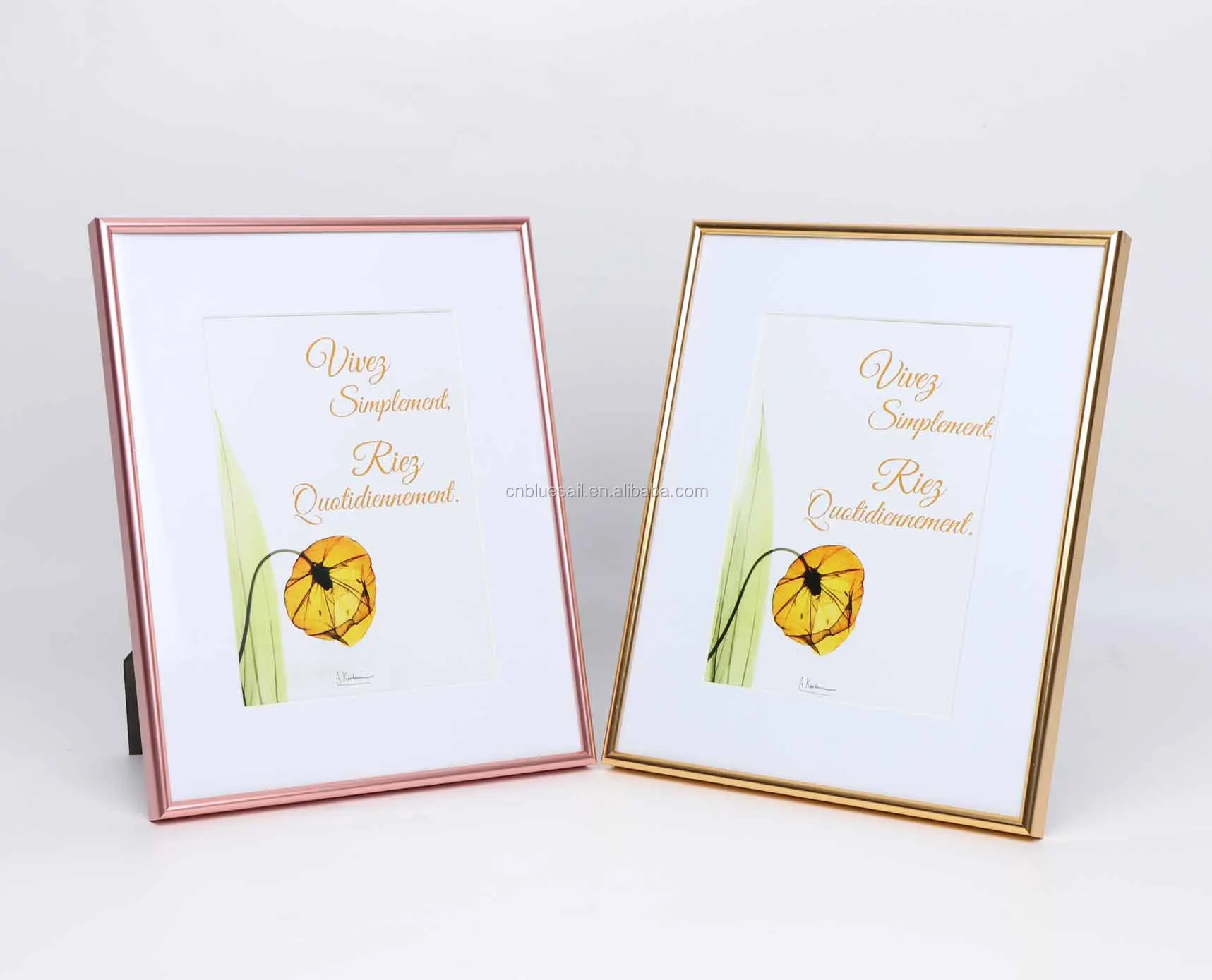 Rose Gold Photo Frame,Aluminum Picture Frame,8x10" With Mat To Display