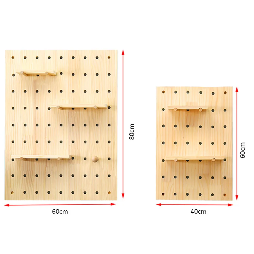 Solid Wood Peg Board Hanging Modern Home Decor Shelf Custom Adjustable