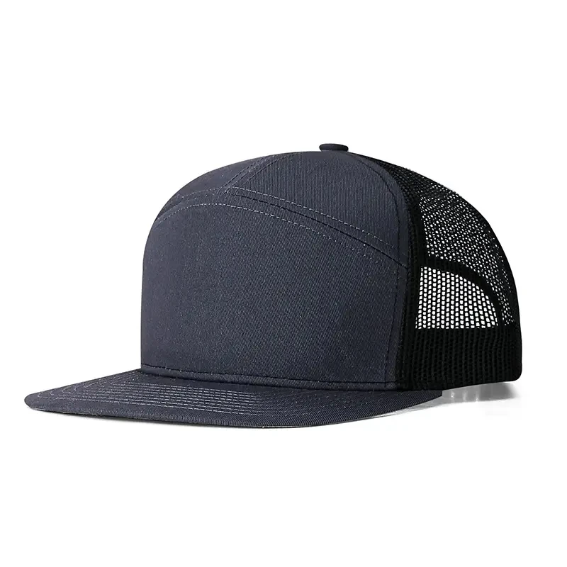 Customized logo richardson 168 cotton trucker hat breathable 7 panel flat brim baseball cap wholesale