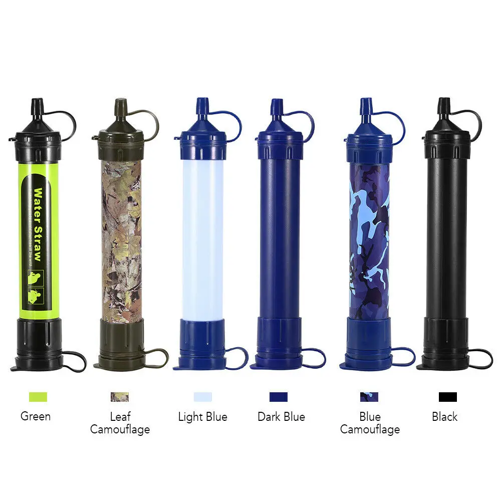 Portable Water Filter Straw Purifier Outdoor Sports Camping Hiking Camouflage 
