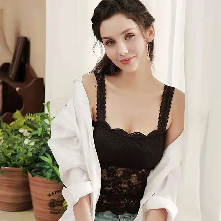 
Charmeuse Camisole Basic Shirt Lace Camisole Women Bandeau Bra Sexy Camisoles With Build In Padded 