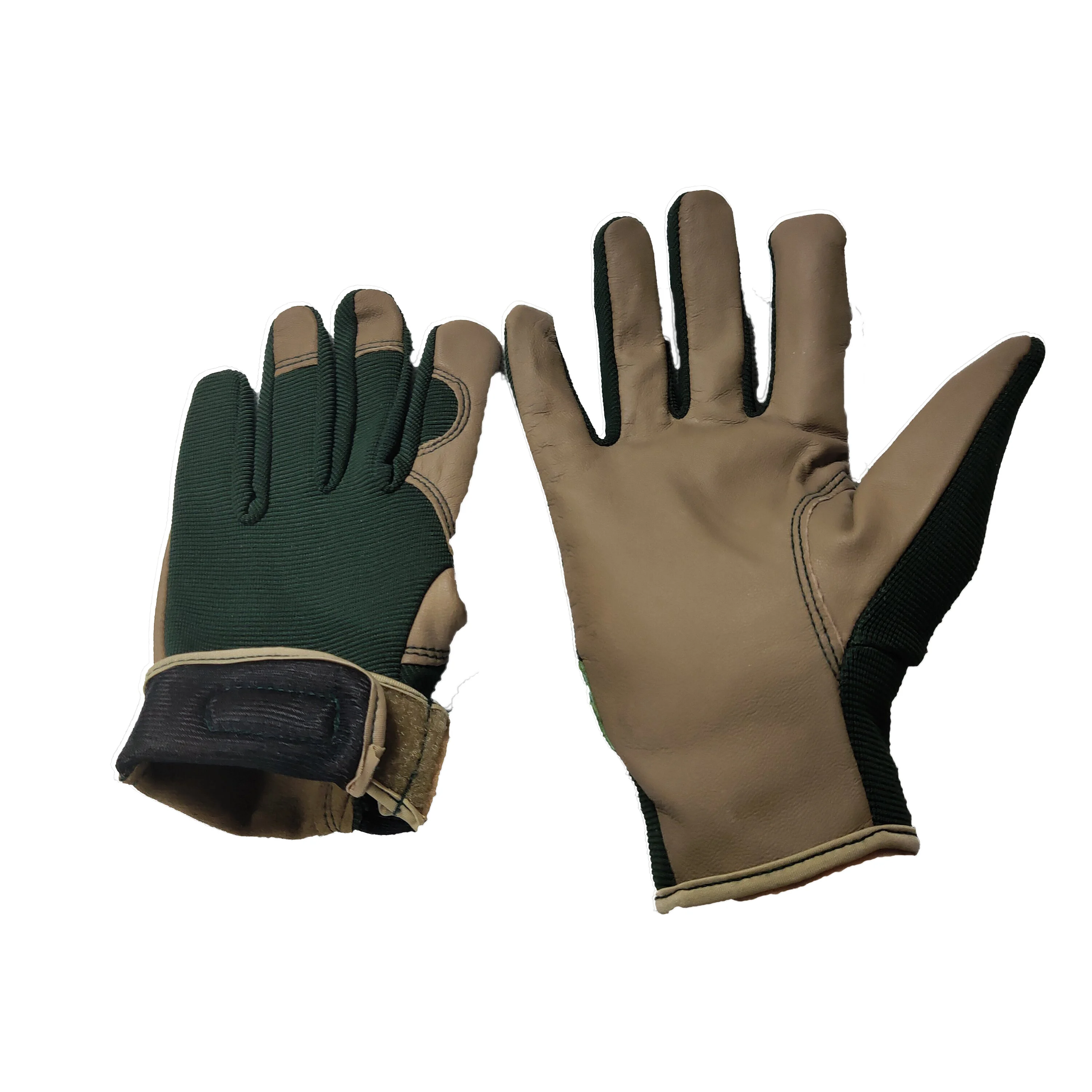 
Good quality PU leather Ottoman Knitted driving drive Mechanical safety working magic buckle cuff Gloves 