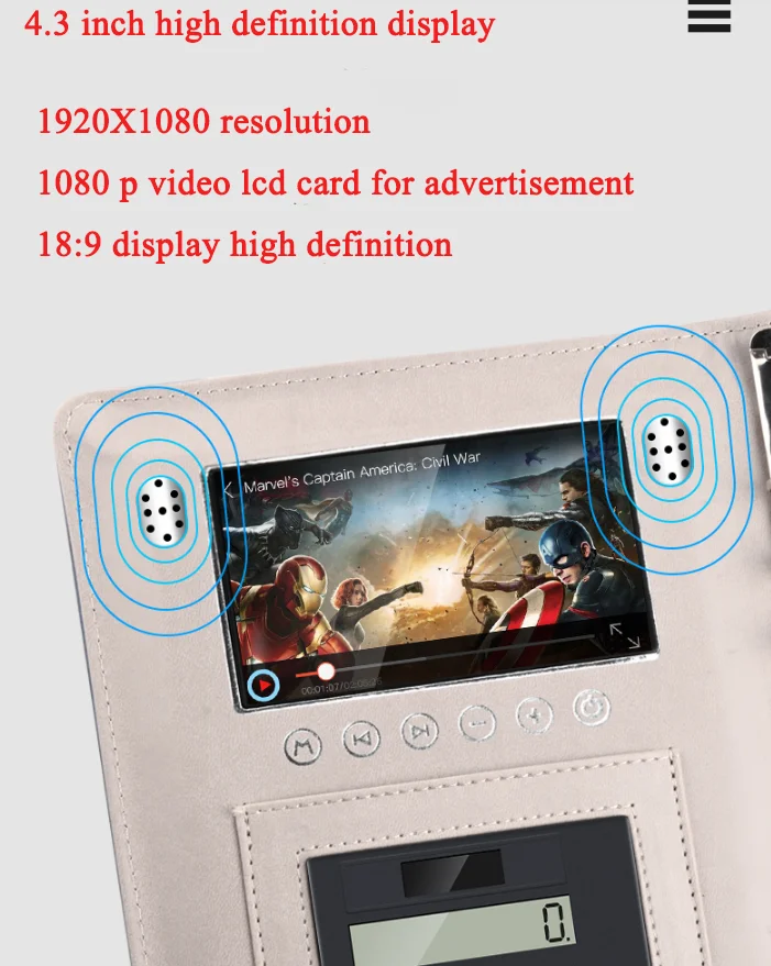 Best seller 2023 video card high quality powerbank notebook with lcd card video greeting cards wholesale