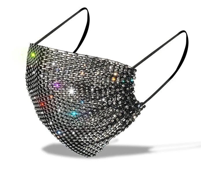 

2020 Fashion Women Hot tyle Mesh Flash Jewelry Mask Colorful New Crystal hiny Diamond Mask,10 Pieces