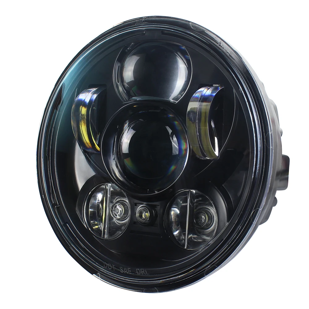 Black 5.75" 5 3/4" LED Headlight with Parking Lights for Motorcycle Sportster Dyna Softail