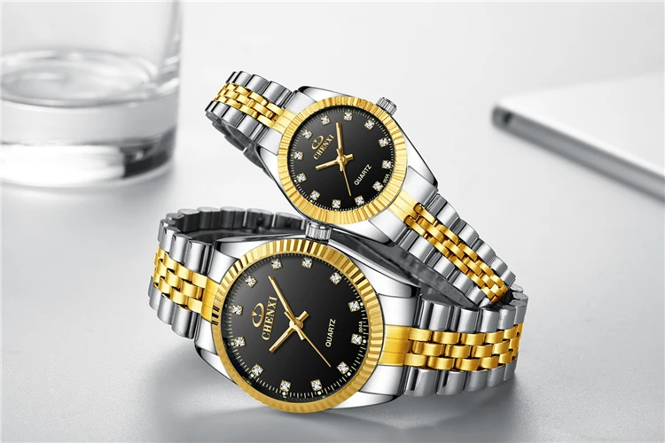 004 A 2 CHENXI Men And Women 2019 Fashion Gold Japanese Movt Diamond Wrist Watch
