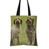 Cute Wirehaired Pointing Griffon Printed Canvas Tote Bags Shoulder Shopping Casual Handbags