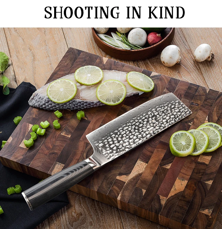 Hammered Patterns Japanese Style Damascus Cleaver Knife Buy Damascus