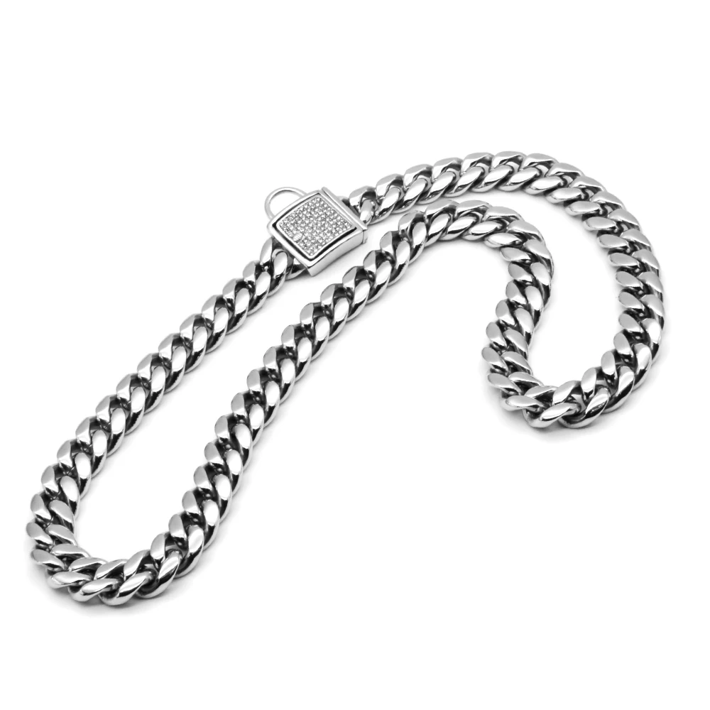 Cuban Link Chain Silver Stainless Steel Dog Chain Leash Buy Dog Chain