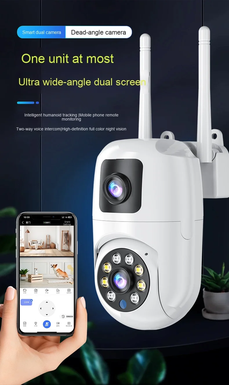 V360Pro Outdoor Full Color 2MP HD Dome Camera Intelligent Dual Lens Screen Human Detection Wifi Monitor Cloud Data Storage