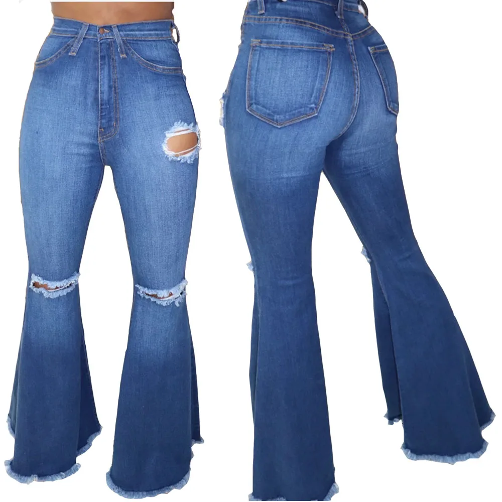 bell bottom distressed jeans
