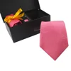 solid color Jacquard silk necktie set with neckties, cufflinks ,pocket square , tie clip gift boxed