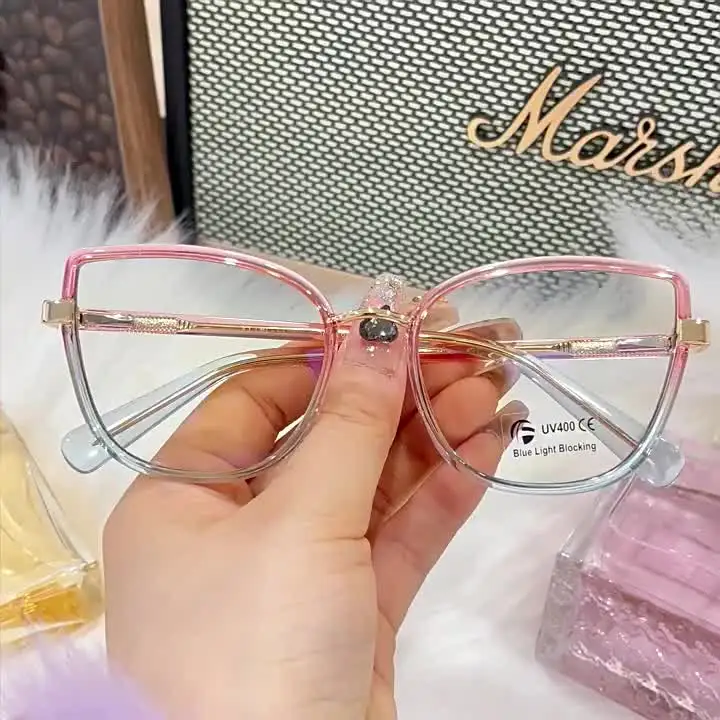 Cat Eye Blue Light Blocking Glasses For Women - Big Frames, Clear Anti-Blue Light Lenses, Stylish & Comfy
