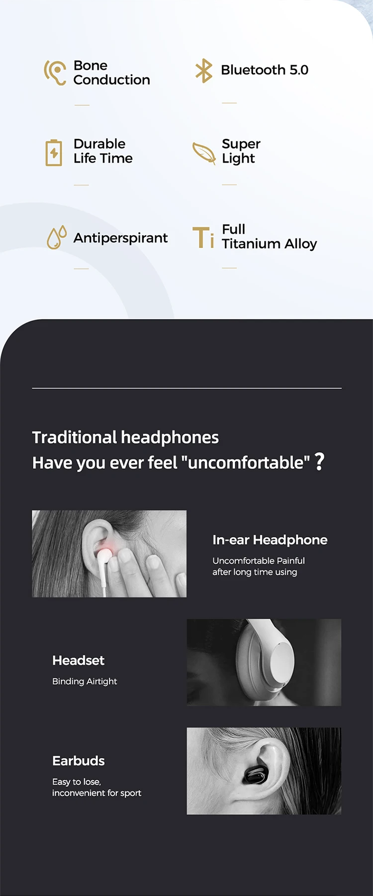 Joyroom Bone conduction JR-G1 Ear-hook 6 hours sport earphone headphone - ANKUX.COM