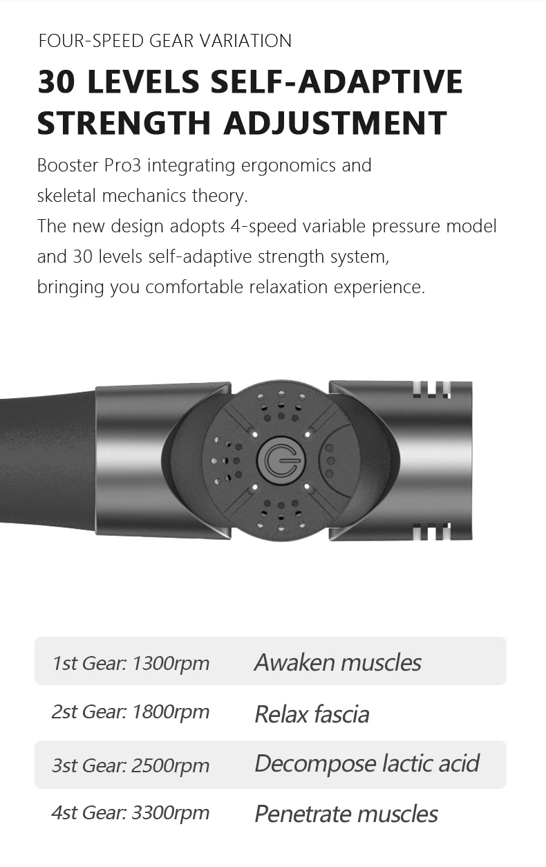 Booster Pro 3 Massage Gun Deep Tissue Muscle Massage Gun Cordless Therapy Vibration Body Relaxation Massager