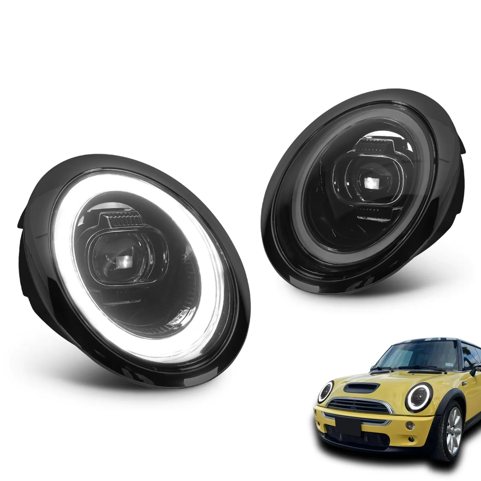 Emark Approved LED R50 JCW Headlight for 2001-2006 Mini Cooper R50 R53 12V White for BMW MINI R50 R52 R53 Front Lamp factory