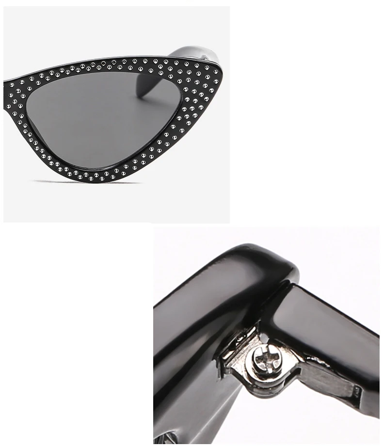 Customized Logo 2019 Brand Oculos De Sol Diamond Women Cat Eye Sunglasses