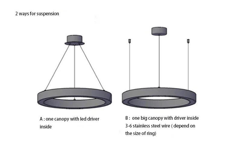 Modern round gold stainless steel acrylic project home decor Pendant lamp Chandelier