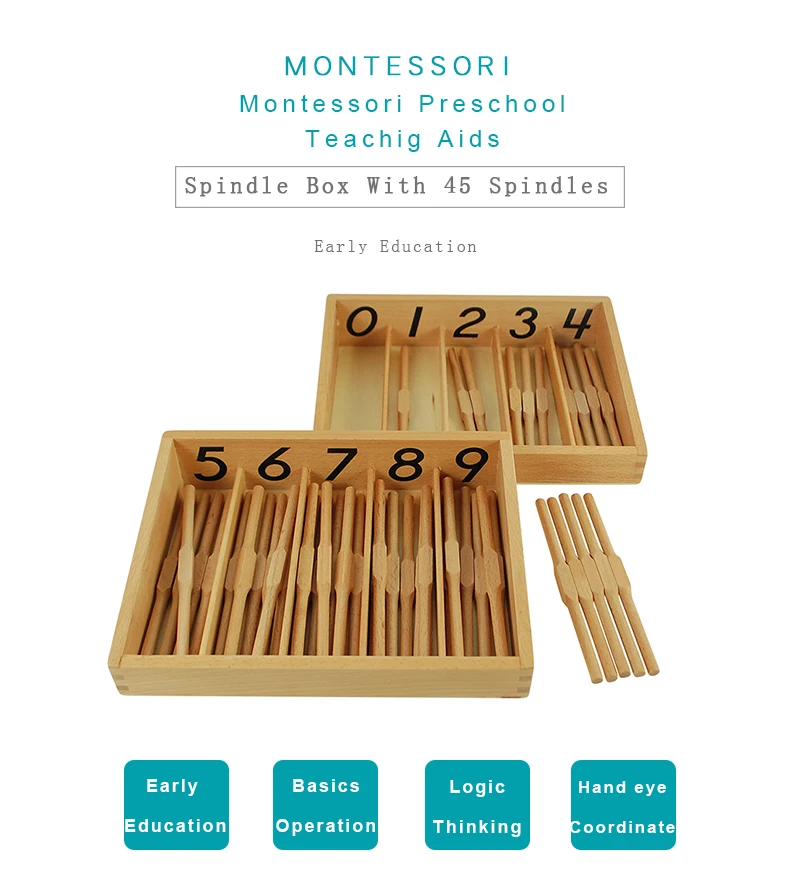 Ma025 Montessori Mathematics Material Educational Wooden Toys Spindle