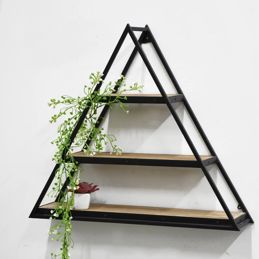 木金属黑色小装饰三角形浮动货架