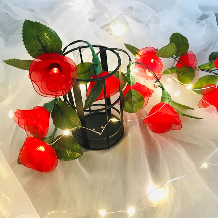 New Product Ramadan Decorations Led Lights Red Rose Flowers Wedding Fairy Lights