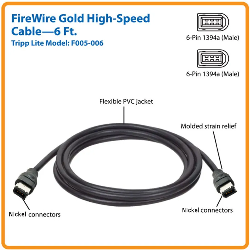 VLCP62600B2.00 Valueline FireWire 6-pin to 9-pin cable 2.00 m black 