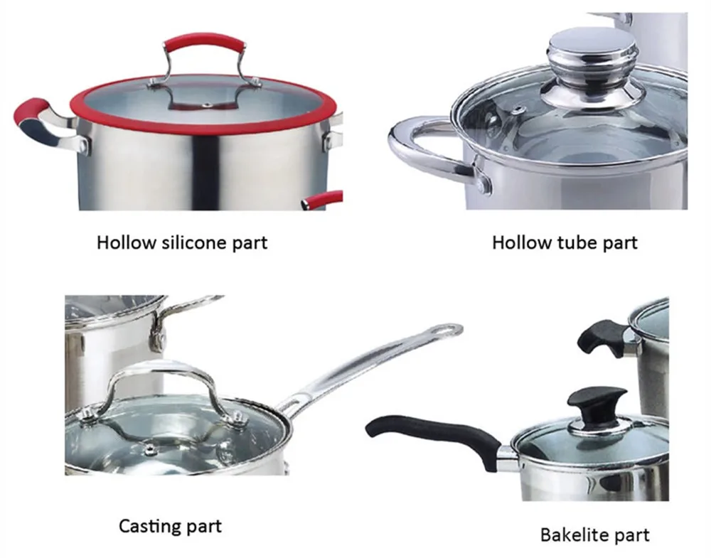 12 Piece Cooking Pot Cookware Set Stainless Steel Pans Set German