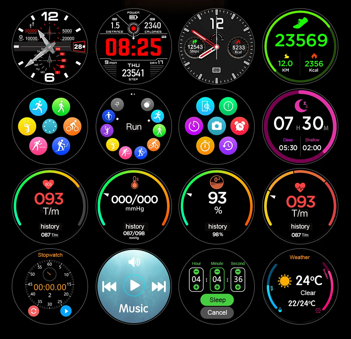 2020 Microwear L11 1.3'' Bluetooth sport smartwatch multiple sports mode IP68 ECG heart rate fitness band watch for iPhone