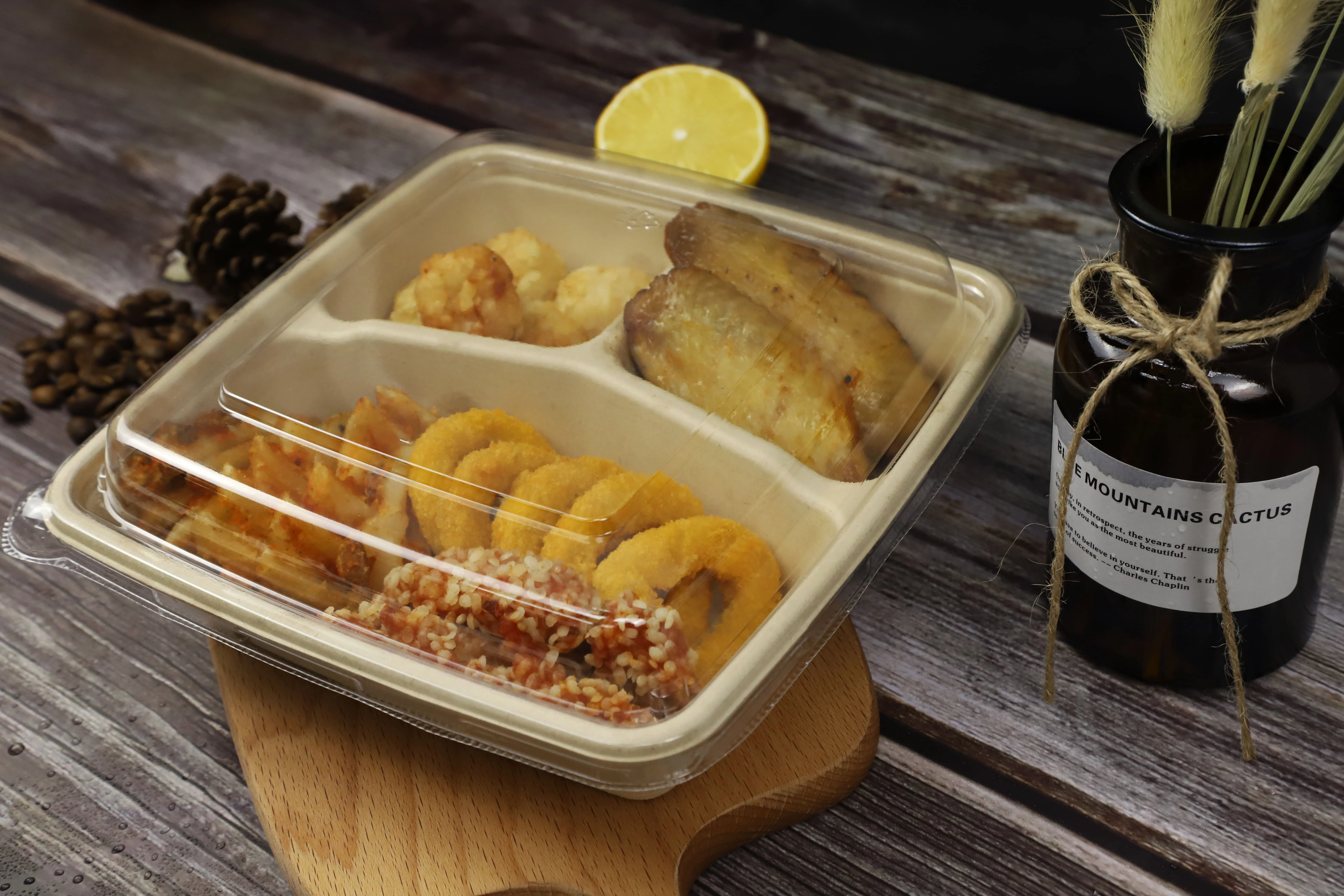 Wholesale 3 compartment pp plastic catering disposable food container