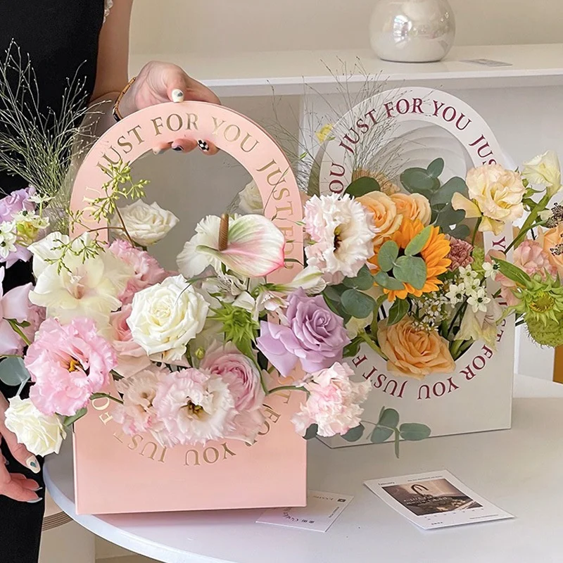 Skeleton Handheld Flower Basket Box Simple Flower Arrangement Bag