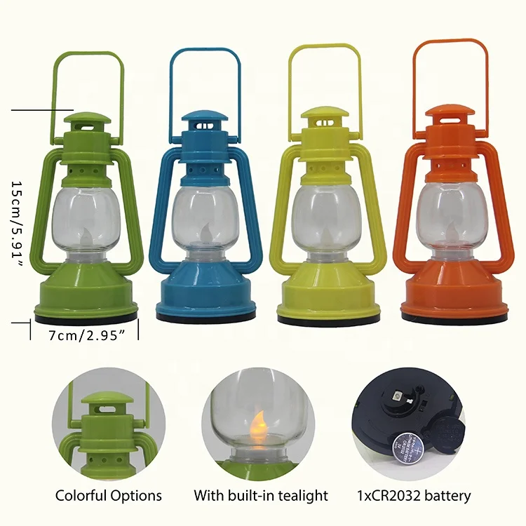 Colorful Plastic Tiny Hanging Oil Lantern,With Led Tea Light Inside