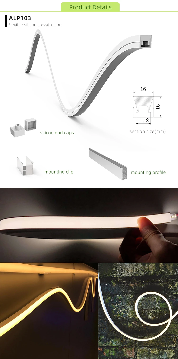 anti yellowing IP65 bendable flexible silicon LED extrusion