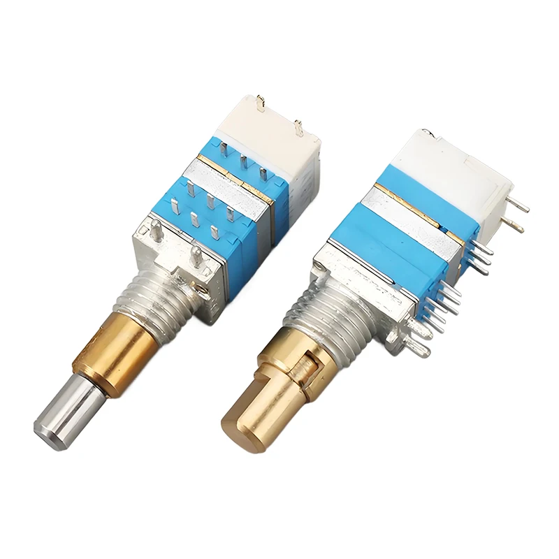 Metal volume control knob mounted on EC11 encoder shaft with set screw