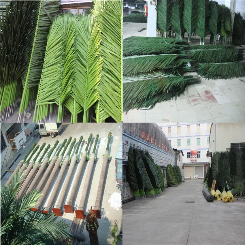 Foliage Stems With Big Artificial Green Leaves Palm Tree Leaves