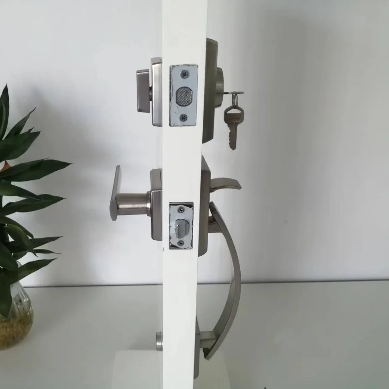 Slim Square Single Cylinder Deadbolt And Lever,Door Handle Backplate