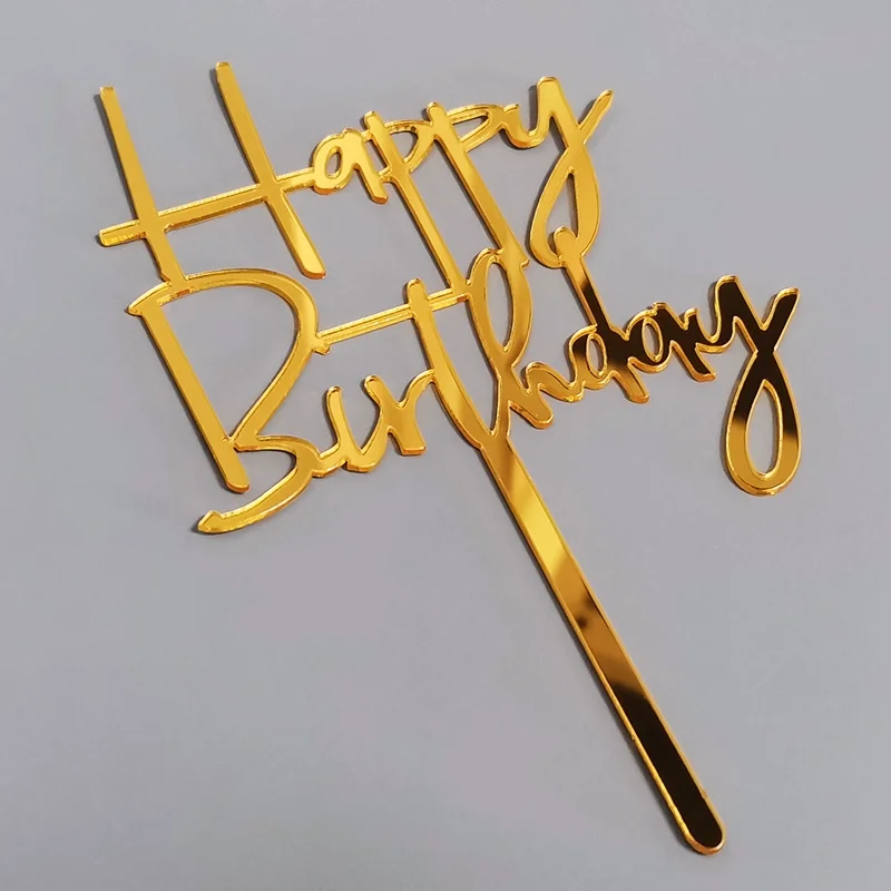 Source Letrero de mesa de cumpleaños personalizado, decoración para tarta,  centro de mesa, decoración para pastel de acrílico con espejo dorado on  