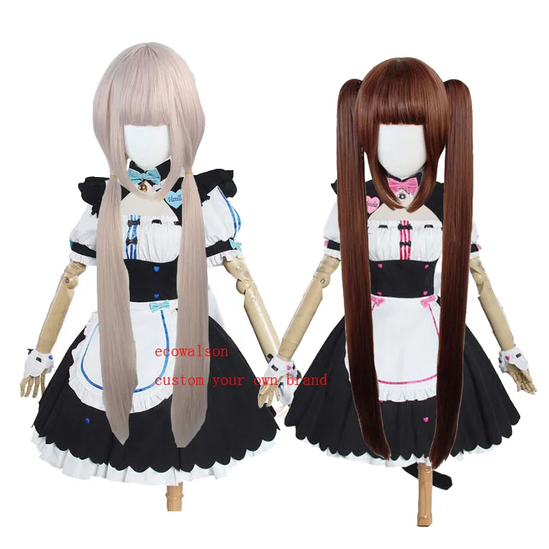 ecowalson Anime Nekopara Chocolate Vanilla Cosplay Costume Maid Dress Lolita Cute Cat Neko Girls Women Costume Halloween Show