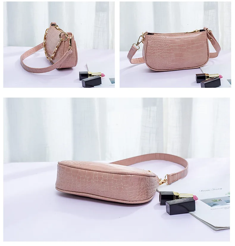product-Osgoodway-Osgoodway2 Lady small underarm bag crocodile pattern hand bag shoulder bag PU leat-1