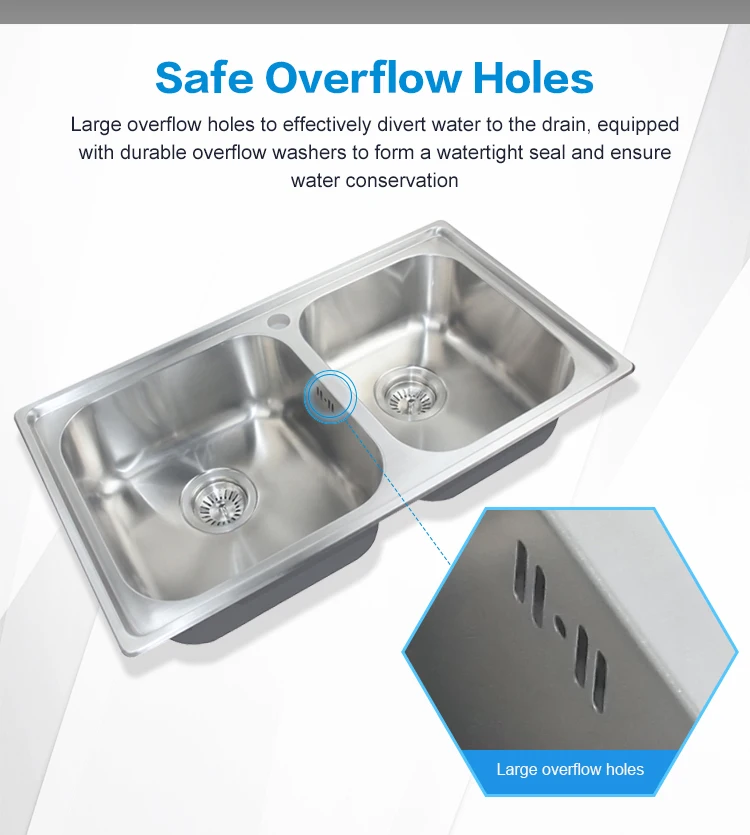 China Suppliers Table Top Double Bowl Stainless Steel Kitchen Sink