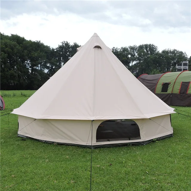 4米白色帆布帐篷大型帆布户外帐篷帆布户外露营铃铛帐篷出售