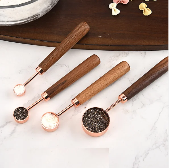 Wooden Long Handle Stainless Steel Measuring Spoons Buy Long Handled