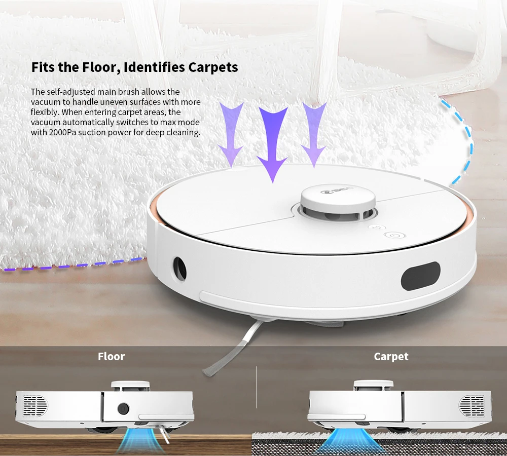 Global Version 360 S7 Home Aspirator Dust Collector 2000Pa Laser Navigation Ultra-Quiet Mooping & Sweeping Robot Vacuum Cleaner
