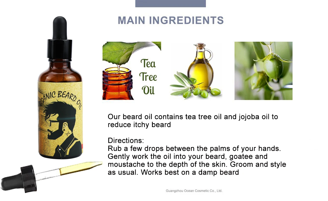 OEM Private Label Beard Oil Beard grooming Kit for Men Mustache Care with Sandalwood Comb