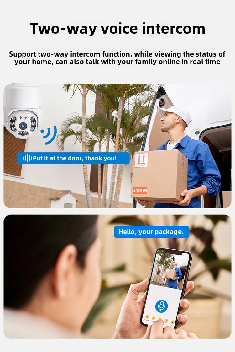 360-Degree Dual Gimbal Panoramic Full-Color IP Camera for House Garden High-Definition Intelligent Night Vision CMOS Cloud