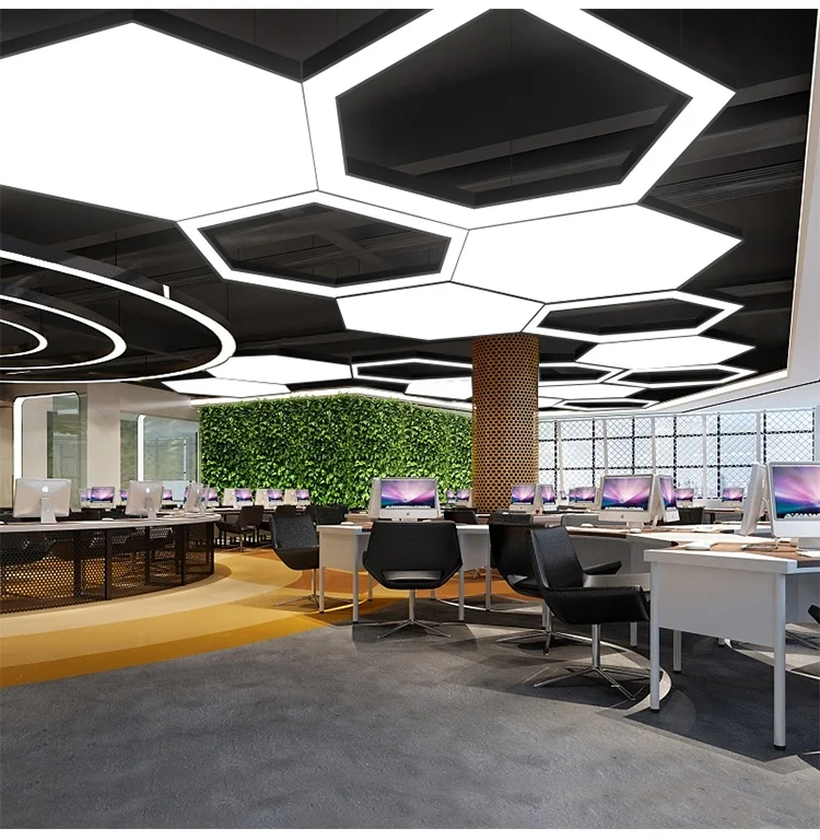 product hexagonal iron pendant light led creative honeycomb shape lamp billiard hall internet cafe gym lounge ambient light high-3