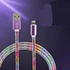 China factory newly lauched quick charging speed sparkling powder usb data cable 2019 Populsr flash powder pu leather usb cable
