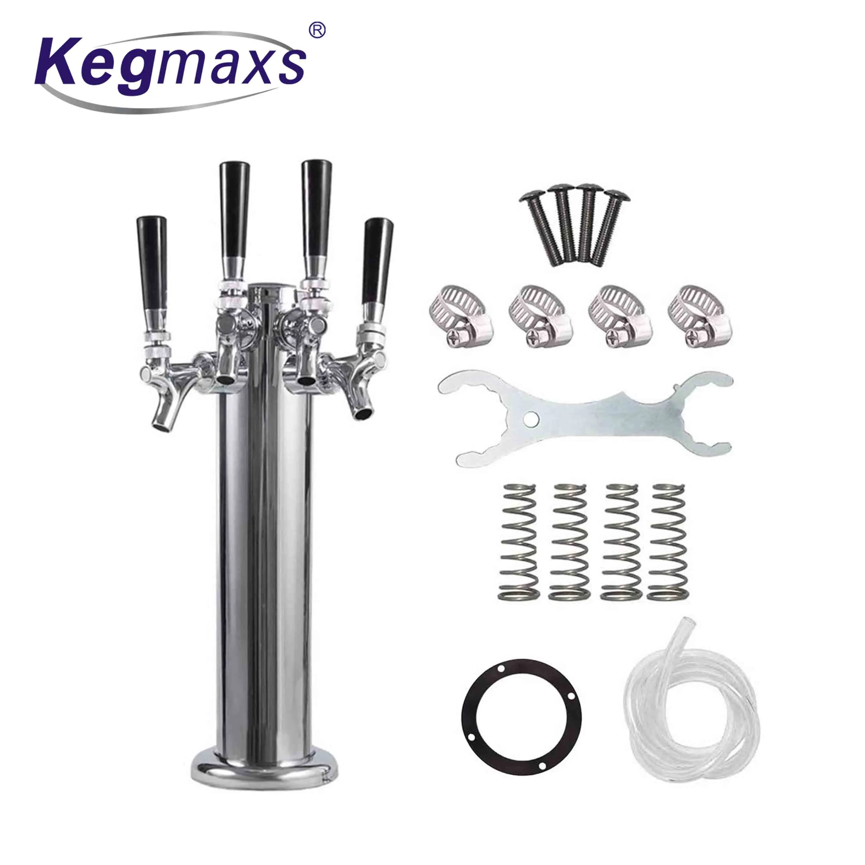 Kegmaxs Four Tap Beer Dispenser Tower 3 Inch Beer Kegerator Tower With