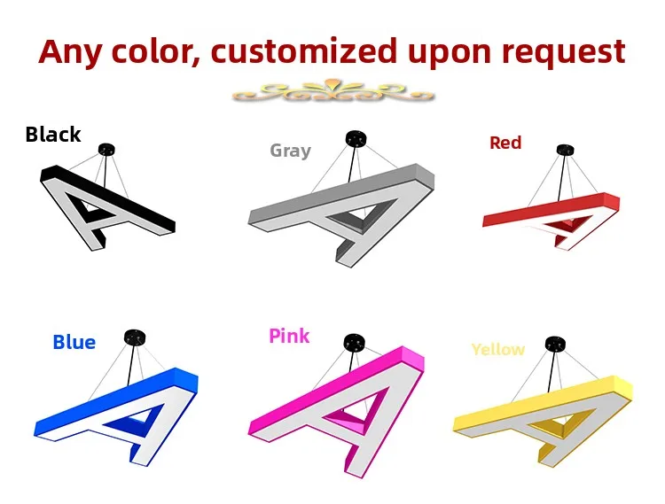 product creative led letter shape pendant light personalized custom gym boxing studio decorative light for living room-11