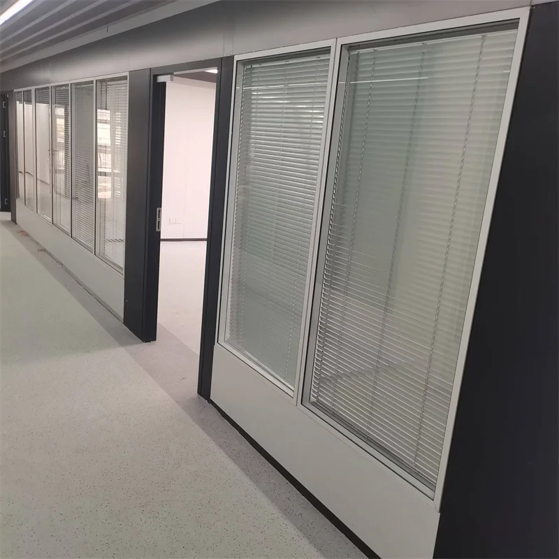 Double Glass Partition with 108mm Aluminum Frame Steel Keel & Built-In Louvers - Luxury Retail Boutique Use supplier