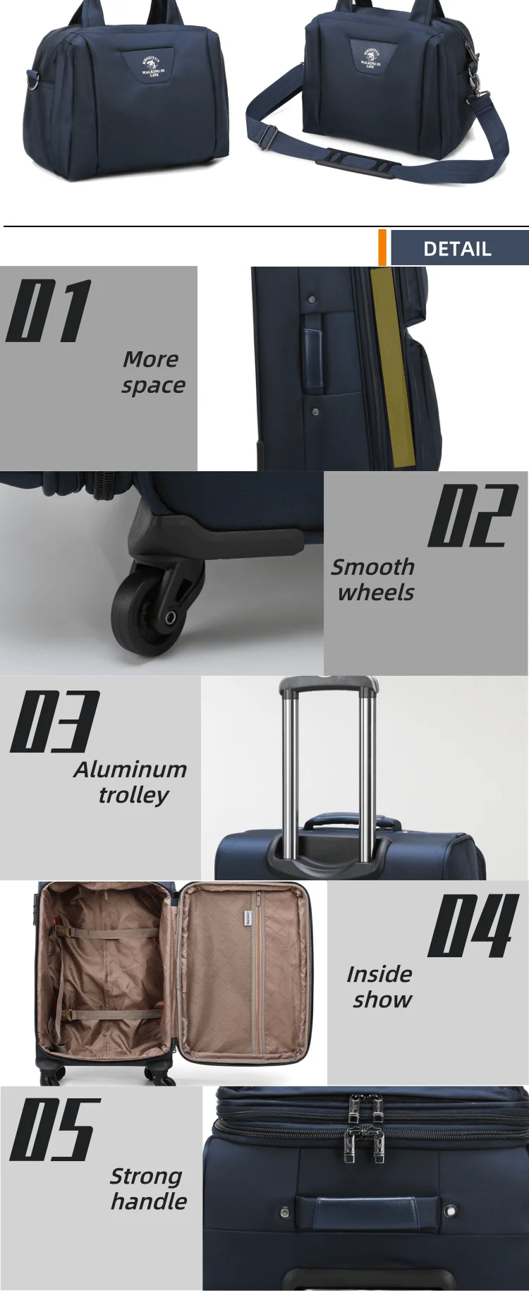 China manufacturers travel enylon carry on spinner wheels custom  suitcase trolley travel bags luggage